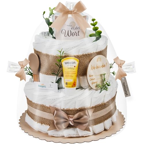 Timfanie® Windeltorte | Boho Baby-Cake | natur | 0-8 Monate