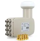 [ Test SEHR GUT *] TRIAX TOO 003 Octo LNB, 8-Fach digital HD 4K LNB für 8 Teilnehmer (Sat Receiver, Fernseher) 8fach Sat LNB, Satellitenschüssel Satelliten Spiegel Schüssel + 8X Anadol F-Stecker