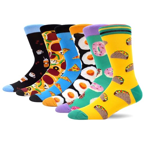 MAKABO Bunte Lustige Damen Socken, 6 Paar Essen Motiv, 39-42