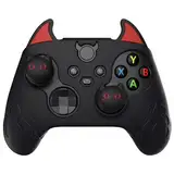 PlayVital Niedlicher Dämon Silikonhülle für Xbox Series X/S Controller, Kawaii Cute Anti-Rutsch-Silikon Schutzhülle Case Zubehör für den Xbox Core Wireless Controller mit Daumengriff Kappen-Schwarz