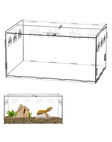 QWORK® Reptil Fütterungsbox aus Acryl, Feeding Box, 30x20x15cm für Gottesanbeterin, Spinnen, Eidechsen, Schnecken