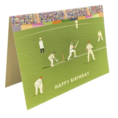 Sport-Geburtstagskarte von Senf und Grau (Cricket "The Test")