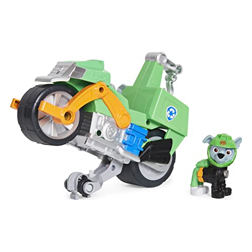 PAW PATROL Moto Pups Rockys Motorrad mit Spielfigur, Fahrzeug mit Rückzugs- und Wheelie-Funktion, ab 3 Jahren, Basis Fahrzeug (Basic Vehicle)