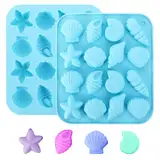 2 Stück Silikonform Meerestiere Seestern Silikonform Silikonformen Meerestiere, Muschelform Fondant Formen 3D Ozean Tier Silikonformen Schokolade Für SüßIgkeiten Kuchen Gelee Seifenherstellung