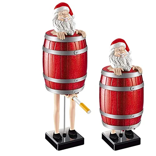 HLJS Zigarettenspender Lustig Zigarettenstopfmaschine Pop up Holzfass Zigarettenschachtel für 10 Zigaretten, Weihnachtsmann Figur, Parodie Zigarettenetui, Streichspielzeug Geschenk für Mann