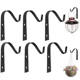 6 Stück Pflanzenhalterung Eisen Wandhaken, Blumenampel Halterung, Wandhaken für Blumenampel, Blumenampelhalter, Wandhalter Haken, für Vogelhäuschen, Blumenkörbe, Laternen, Hängekörbe, Windspiele
