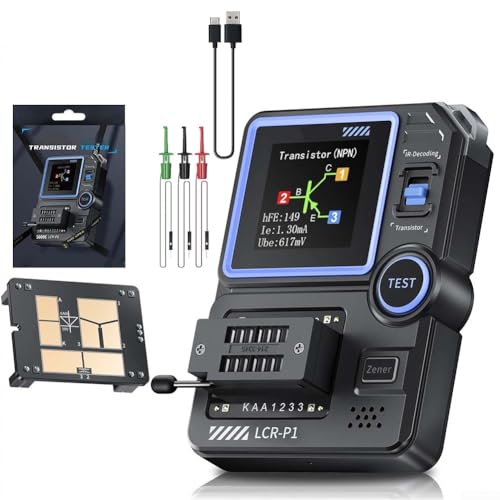 ZYWUOY LCR-P1 Transistor-Tester, Multifunktionales Dioden-Trioden-Kapazitätswiderstandsmessgerät LCR ESR Messgerät Testinstrument mit 3,6 cm Display