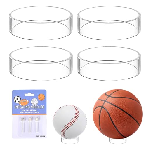 5 Stück Acryl Ballhalter, Ball Ständer,Football Halterung,Football Ständer,Ballhalterung, Ballständer,Football Halter Für Die Darstellung Von Basketball,Volleyball Und Fußball Mit 3 Aufblasbare Nadel