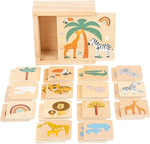 small foot Memo "Safari" aus Holz, mit Tiermotiven, Spiel- und Merkspaß, mit 28 Karten, ab 3 Jahren, 11696