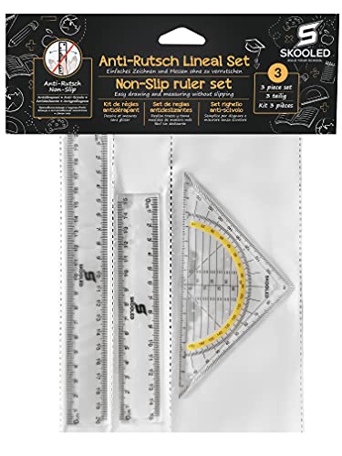 Anti-Rutsch Lineal und Geodreieck 3 in 1 Set rutschfestes Set zum sicheren und einfachen Zeichnen und Messen