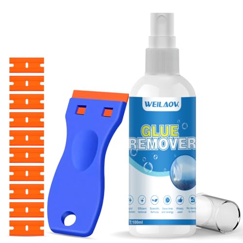 WEILAOK Etiketten Entferner, Klebereste Entferner, Aufkleber Entferner, klebereste Aufkleberentferner, Sekundenkleber Entferner, Entfernt Schnell Hartnäckige Etiketten, Klebereste, 100ml