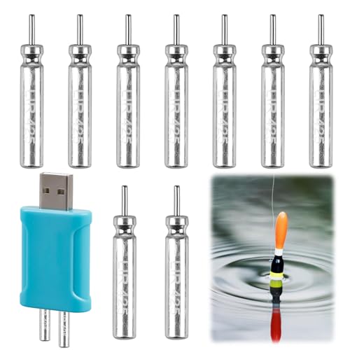 9 X Stabbatterie Typ CR425 kompatibel mit LED Posen Angeln Schwimmer, Aufladbar Akku für Angelalarmglocken und Pose, Posen Angeln Batterie, Angelposen Akku Led Posen Angeln Mit Ladegerät Und Akkus
