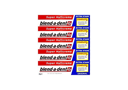 5 x 47g blend-a-dent Original Super Haftcreme - Extra Stark - Complete