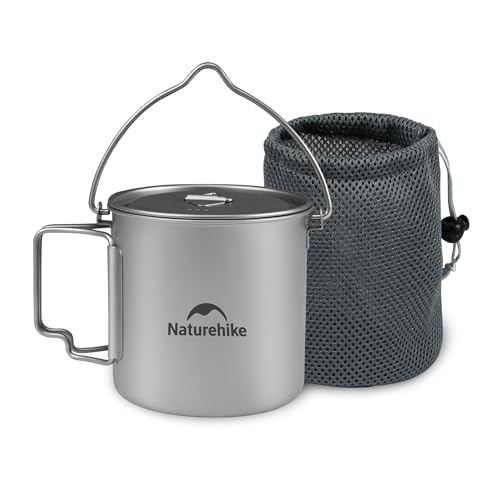 Naturehike Titan Becher Camping Topf mit Bail Handle 650ml/900ml Tee Kaffee Wasser Tasse Outdoor Topf Leichtes Kochgeschirr mit Deckel & Klappgriff für Camping Wandern Picknick