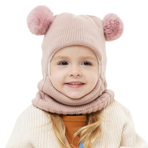 AYPOW Baby Kinder Wintermütze Sturmhaube für 1-6 Jahre, Multifunktions Thermo Winddichte Strickmütze Schalmütze für Mädchen Jungen Kleinkinder, Fleece Gefütterte Schlupfmütze Kapuze für Outdoor