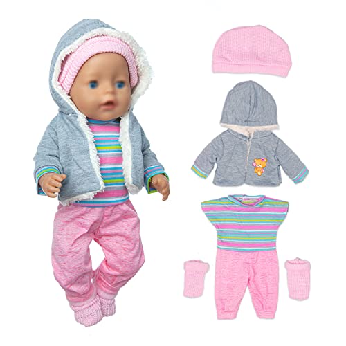 Puppenkleidung Puppenkleider Set mit Mantel Bluse Hosen Hut und Socken für 36-43 cm Baby Puppen (Keine Puppe)