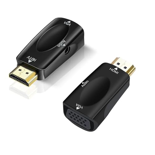 VIEVRE 2 Stücke HDMI VGA Adapter, HDMI auf VGA, VGA auf HDMI Adapter, Adapter HDMI auf VGA, HDMI auf VGA Adapter, HDMI to VGA für Computer, Laptop, PC, Monitor, HDTV