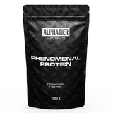 Alphatier Proteinpulver Vanille 1 kg - Eiweißpulver mit 80% Protein - Vanilla Powder Proteinshake ohne Whey, Zucker + Laktose - Eiweiß Pulver 1000 g