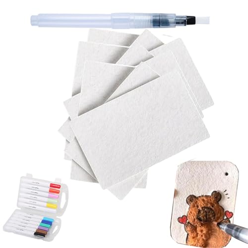 Magic Puffy Paint, 3D Drawing Magic Canvas Sponge, Foam Texture Blank Painting Paper, Puffy Popcorn Drawing Pens Colors with 3D Ink (10PCS White Paper 11 * 7CM/4.3 * 2.8In)