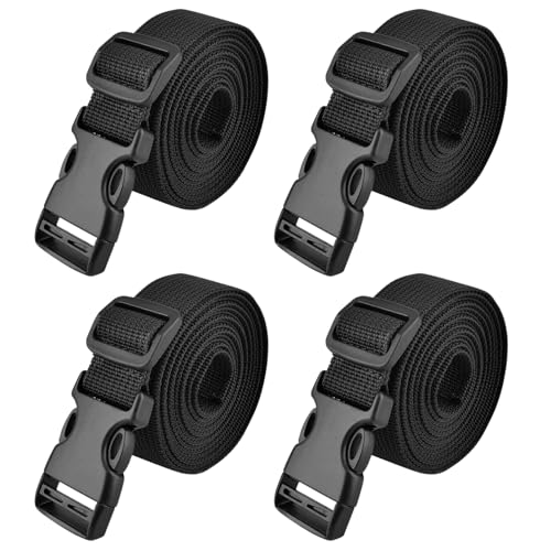 TRIWONDER 25mm Schwarz Nylon Gurtband mit Verstellbare Schnallen, 4 Stück (Schwarz - 1m)