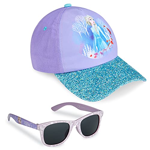 Disney Stitch Sonnenhut Kinder Mädchen Sommer Basecap Kinder Jungen und Sonnenbrille Set 100% UV Schutz Baseball Mütze ab 3 Jahren, Verstellbare Grosse (Lila)