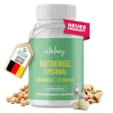 Vitabay Nattokinase Kapseln hochdosiert 20.000 FU - LIPOSOMAL & VEGAN - 180 Nattokinase Kapseln - Enzym Natto fermentierte Sojabohnen - Nattokinase hochdosiert Tabletten Natokinase L