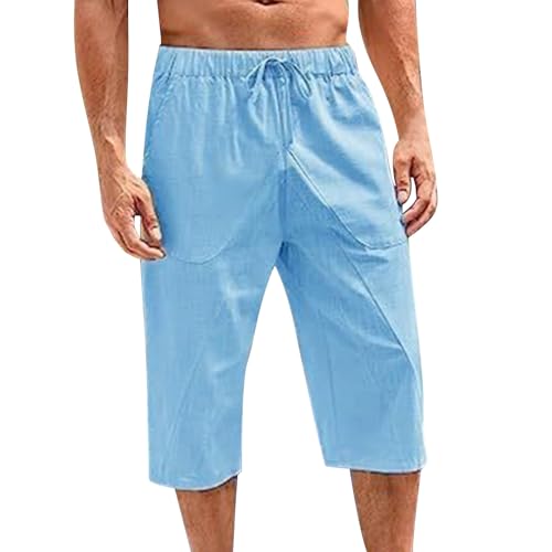 TIMELYE Haremshose Herren Cargohose Herren Mode Leicht Sport Kurze Hose Herren Stoffhose Herren Sommer Bermuda Shorts Herren 3/4 Sommer Streetwear Herren-Shorts(2-Sky Blue,L)