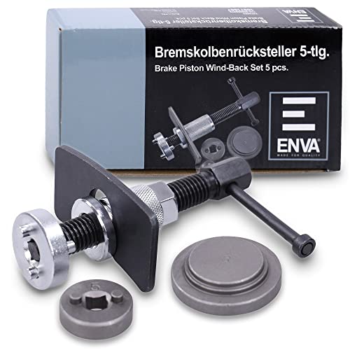 ENVA MADE FOR QUALITY Universal Bremskolbenrücksteller Set 5-TLG Bremskolben Rückstellwerkzeug Bremskolbenrückstellsatz hochwertiges Bremswerkzeug