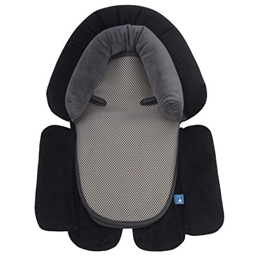 INFANZIA 3-in-1 Baby Sitzverkleinerer Universal für alle Kinderwagen, Neugeborenen Baumwolle Einsatz und Kopfstütze für Babyschale und Autositze, 49x35cm, Schwarz