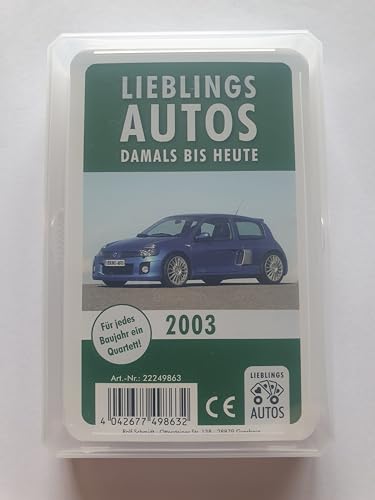 Lieblings Autos Auto Quartett 2003 Baujahr Geburtsjahr 22. Geburtstag Geschenk Spielkarten Neu