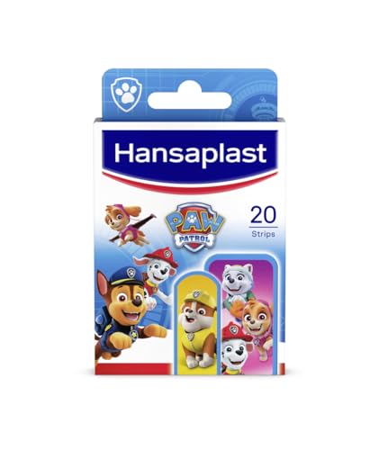 Hansaplast Kids Paw Patrol Kinderpflaster (20 Strips), Wundpflaster mit bunten Paw Patrol Motiven zum Aufmuntern, schmerzlos zu entfernendes Pflaster Set