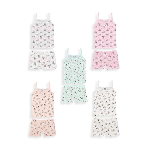 SAMILY Unterhemden Unterhosen Mädchen Set 10er Pack Spaghettiträger Unterwäsche Pantys Tanktop Gr. 110/116 5-6 Jahre