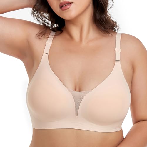 Gailife Nahtloser BH Damen Ohne Bügel Gepolstert Bustier Damen Komfort Weicher Schlaf T-Shirts BH mit zusätzlicher BH-Verlängerung Beige S