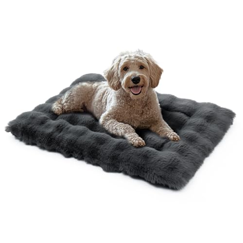 Mora Pets Hundebett Flauschig Hundedecke Waschbar Hundematte Hundekissen Weiches und Warmes für Kleine Mittelgroße Grosse Hunde Decke Kuschelig und rutschfest Dunkelgrau 61 x 46 cm