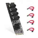 Binardat M.2 zu SATA Karte 4 Port, 6Gbps SATA 3.0 Controller, inkl. 4 SATA Kabel, für Windows 10/11