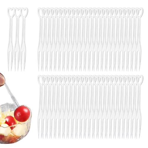 Obstgabeln,Minging 500 Stück Obstgabel Aus Kunststoff Pommesgabel Plastikgabeln Plastik Gabeln Mini Obst Essen Kuchen Gabel Bento Food Picks Aus Kunststoff Fruit Forks Mini Fruchtgabeln.