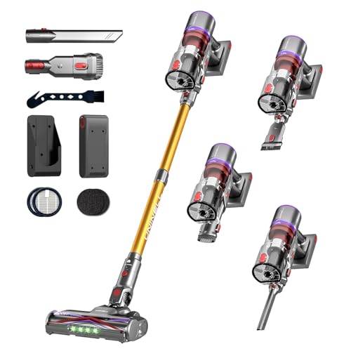 UNINELL HOME Akku Staubsauger,48000Pa/550W/65Mins Staubsauger Kabellos mit Selbststehende,1.6L Akkustaubsauger mit Anti-Tangle-Bürste,LED Touchscreen,Super Leise für Hartböden Teppiche Tierhaare Auto