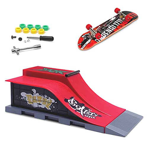 KETIEE Finger Skateboard Rampe, Mini Griffbrett Skate Park Kit Rampenteile Fingerboard DIY Finger Skate Boarding Ultimate Sport Training Requisiten Spielzeug für Kinder, E