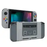 eXtremeRate Hülle Case für nintendo Switch Joycon/Konsole, DIY-Back Shell & Kickstand & Joy Con Abdeckung & Tasten Set, Ersatz Gehäuse für nintendo Switch Console-Classic SFC SNES EU