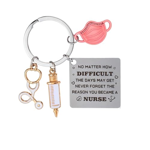Ouligay Krankenschwester Schlüsselanhänger Geschenke für Krankenschwestern Pflege mit Stethoskop Pflegekraft Arzt Nurse Keychain Medizinstudent Geschenk für Altenpflege Pflegekraft Medizinstudenten