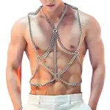 VKFOFEG Verstellbarer Herren Harness Körpergeschirr Körper Geschirr Body Brust Herren Punk Body Brust Harness Männer Leder Kostüme Herren Cosplay Party Kostüme Sexy Geschirr