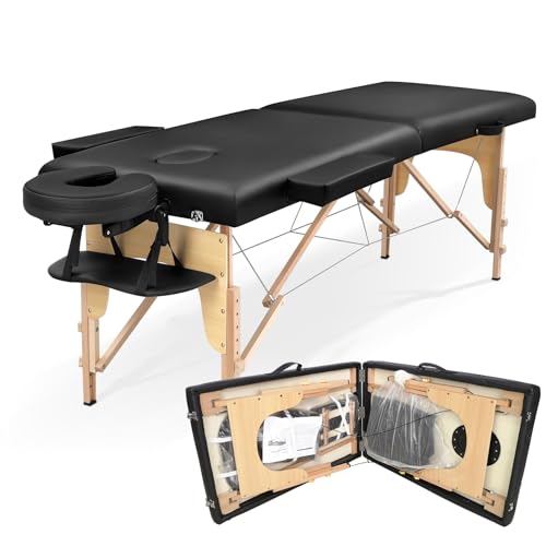 Eccellensedie Massageliege klappbar Kosmetikliege Massagetisch: 2-Zonen Holz Massageliegen Für Physiotherapie & Tattoo