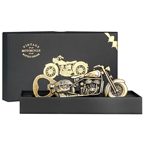 Valentinstag Geschenke für Männer, Vintage Motorrad Bier Flaschenöffner, Mit 10 Aufkleber, 1 Grußkarte, Vatertagsgeschenk Einzigartiges Biergeschenk geburtstagsgeschenk für ihn Papa Opa Ehemann Freund