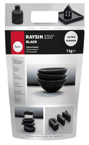 Rayher Gießpulver "Raysin" 250, schwarz, Gießmasse, Beutel 1 kg, Reliefgießpulver, lufthärtend und geruchslos, 34479576