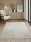 the carpet Everest - moderner Kurzflor Teppich Wohnzimmer Schlafzimmer mit Hoch-Tief-Effekt, 3D Effekt, hohe Flordichte und angenehm weich, Panglao Design, Creme, 80 x 150 cm