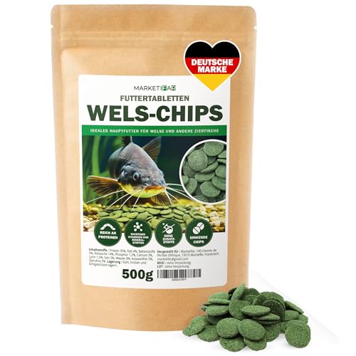 Wels Futtertabletten 500g - 1L Fishfutter Aquarium mit Spirulina - Sinkende Chips für Welse und Zierfische - Hochwertiges Welsfutter - Optimale Nährstoffversorgung