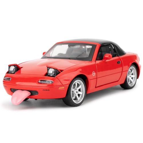 imtfzct 1/32 Mazda Miata MX-5 Modellauto, Pull Back Spielzeugauto mit Sound und Licht, geeignet für Kinder von 4-7 Jahren Spielzeugauto, Sammlermodellauto （rot）