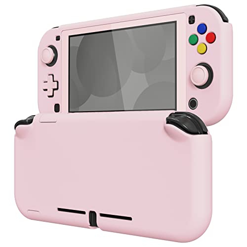 eXtremeRate Schutzhülle für Nintendo Switch Lite,Schutzhülle Case Hülle Schale Tasche Zubehör für Nintendo Switch Lite Joycon Konsole&1 x Displayschutzfolie mit weißem Rand(Pink)