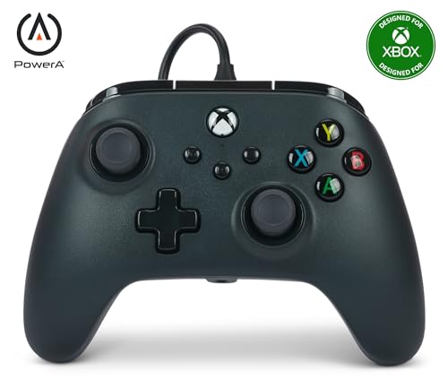 Kabelgebundener PowerA Controller für Xbox Series X|S und Windows 10/11 - Schwarz, Gamepad, kabelgebundener Videospiel-Controller, Gaming-Controller, kompatibel mit Xbox One, Offiziell lizensiert