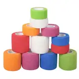 12 Rollen Selbstklebender Verband, 5cm*4,5m & 2,5cmx4,5m Haftbandage Fixierbinde Selbsthaftend Bandage für Erste Hilfe Sportverletzungen Knöchel Finger (6 Farben)